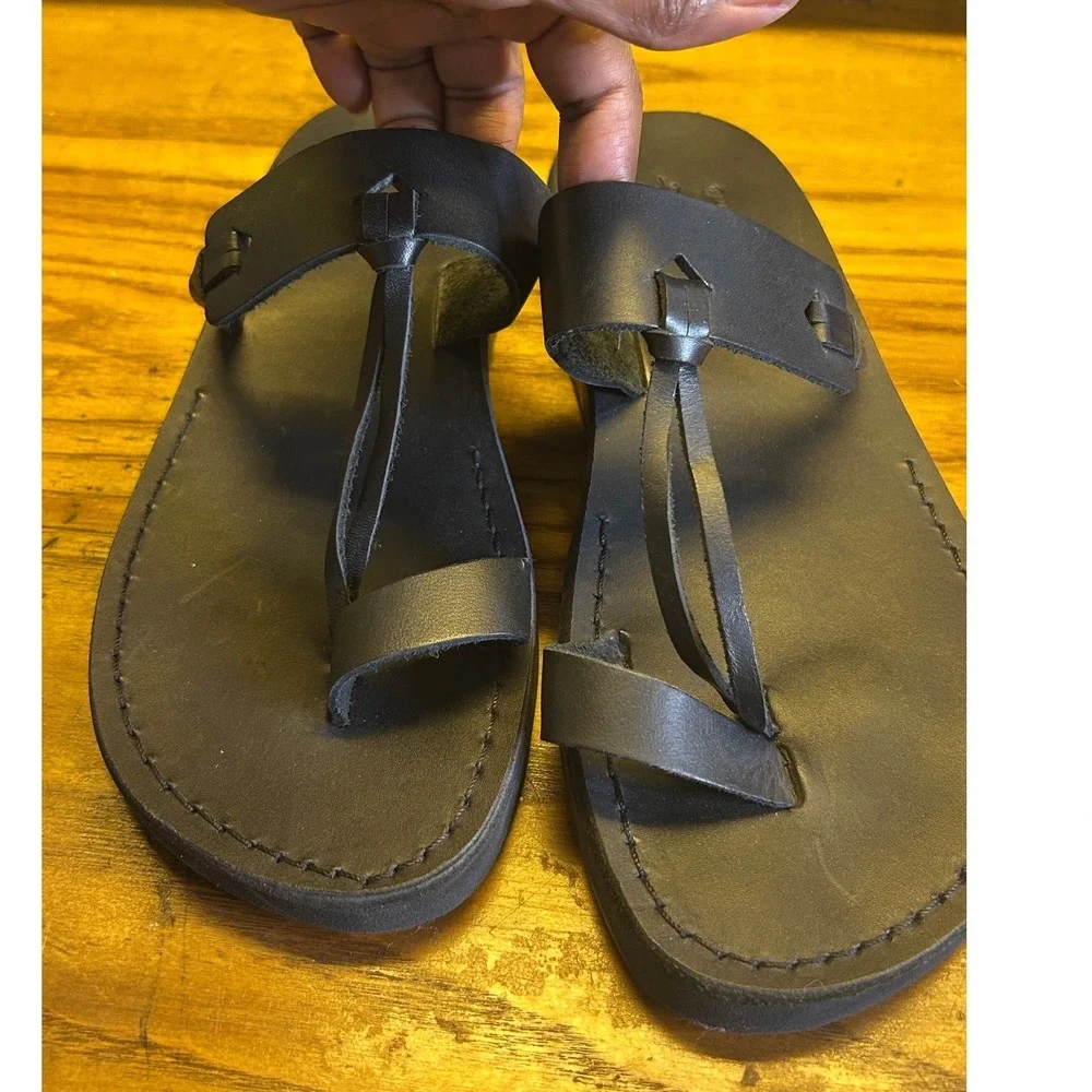 David Leather Open Toe Jerusalem black Sandals The Good Shepherd Mens 43